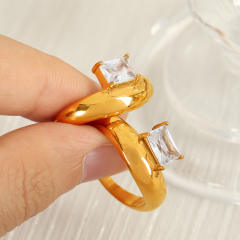 18KG cubic zircon setting chunky stainless steel rings