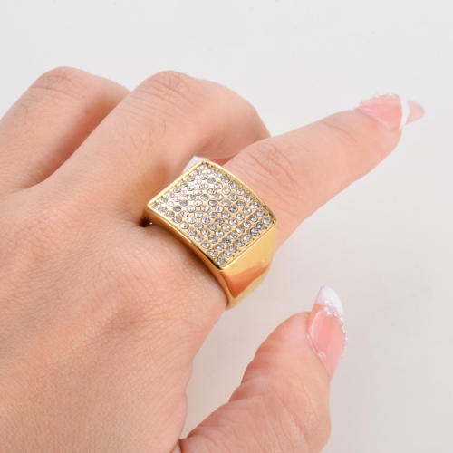 Hiphop pave setting diamond stainless steel rings for men women
