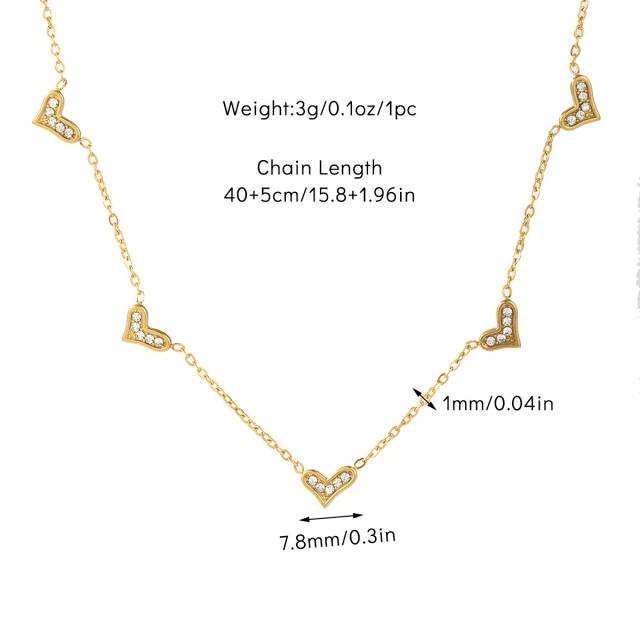 Creative easy match tiny heart stainless steel choker necklace dainty necklace