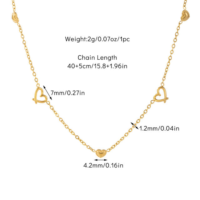 Creative easy match tiny heart stainless steel choker necklace dainty necklace