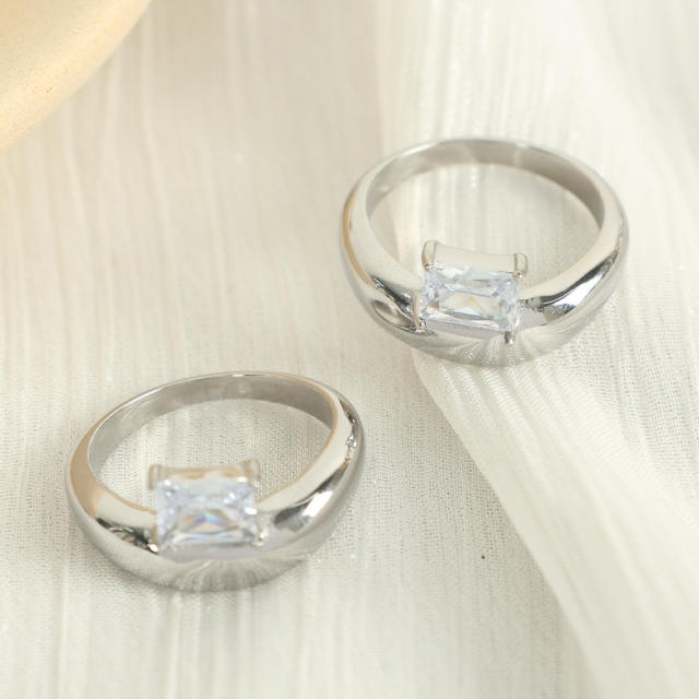 18KG cubic zircon setting chunky stainless steel rings