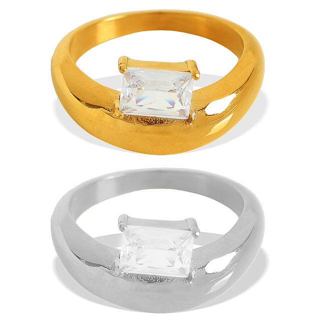 18KG cubic zircon setting chunky stainless steel rings