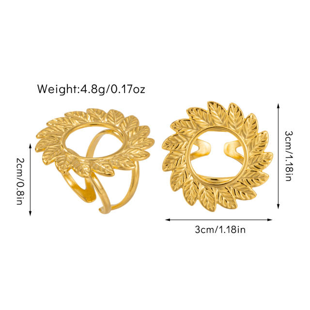 Boho chunky flower large size stainless steel finger rings collection