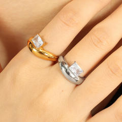 18KG cubic zircon setting chunky stainless steel rings