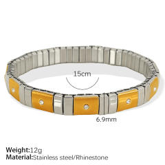 Hot sale popular mix color diamond elastic bangle bracelet stainless steel bangle
