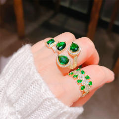 Korean fashion faux emerald statement finger rings