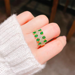Korean fashion faux emerald statement finger rings