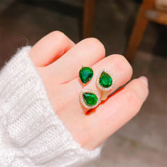 Korean fashion faux emerald statement finger rings