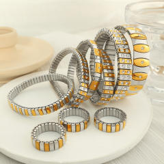 Hot sale popular mix color diamond elastic bangle bracelet stainless steel bangle