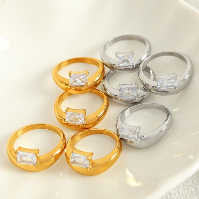 18KG cubic zircon setting chunky stainless steel rings