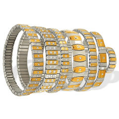 Hot sale popular mix color diamond elastic bangle bracelet stainless steel bangle