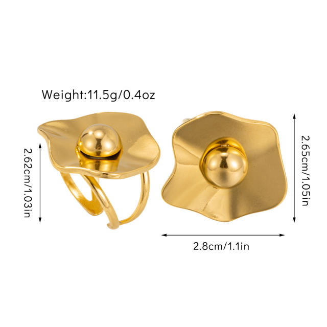 Boho chunky flower large size stainless steel finger rings collection