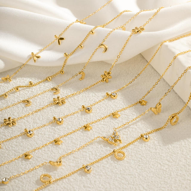 Dainty easy match tiny element easy match basic stainless steel choker necklace
