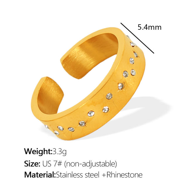 Concise easy match rhinestone setting stainless steel big hoop earrings finger rings