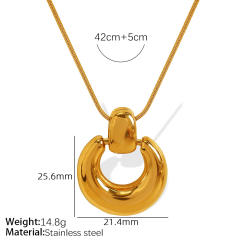 Elegant chunky donut stainless steel necklace earrings set