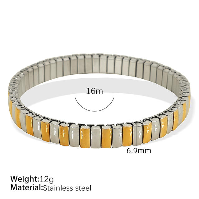 Hot sale popular mix color diamond elastic bangle bracelet stainless steel bangle