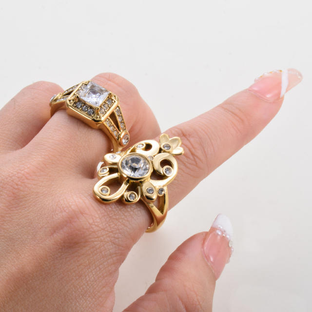 Romantic diamond stainless steel finger rings