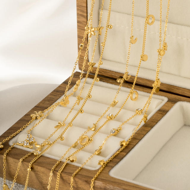 Dainty easy match tiny element easy match basic stainless steel choker necklace