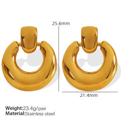 Elegant chunky donut stainless steel necklace earrings set