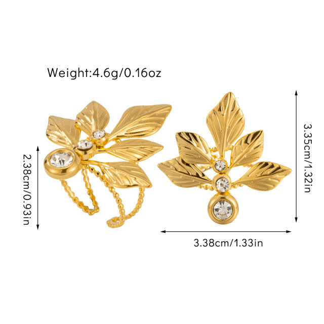 Boho chunky flower large size stainless steel finger rings collection