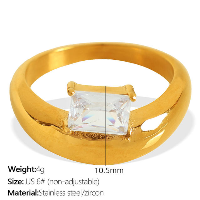 18KG cubic zircon setting chunky stainless steel rings