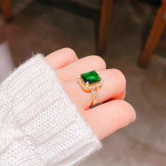 Vintage faux emerald statement finger rings