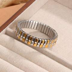 Mix color diamond stainless steel elastic bangle bracelet