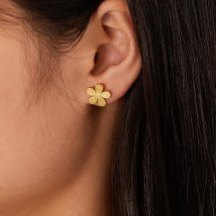 Easy match stainless steel flower studs earrings
