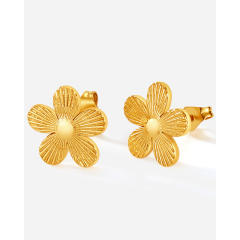 Easy match stainless steel flower studs earrings