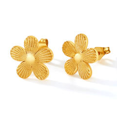 Easy match stainless steel flower studs earrings