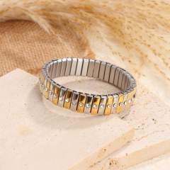 Mix color diamond stainless steel elastic bangle bracelet