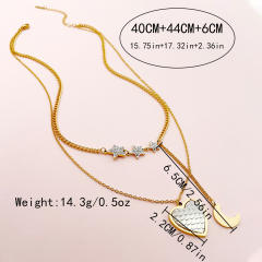 Occident fashion sweet multi layer heart charm stainless steel necklace