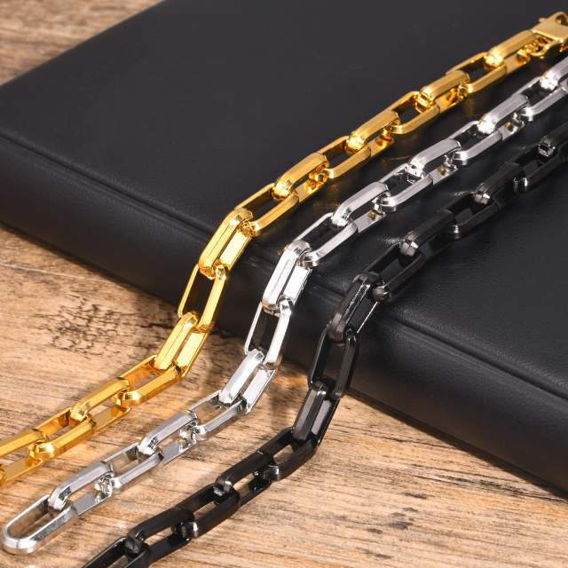Concise chain stainless steel bracelet for men