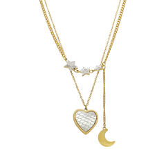 Occident fashion sweet multi layer heart charm stainless steel necklace