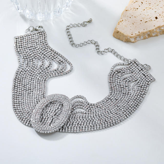 Luxury full diamond chunky necklace choker