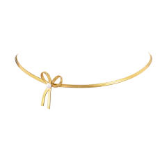 Chic bow stainless steel snake chain choker necklace