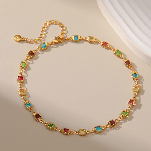 18KG gold plated copper colorful acrylic anklet