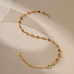 18KG gold plated copper colorful acrylic anklet