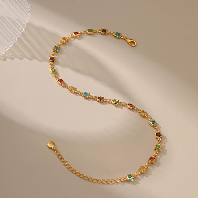 18KG gold plated copper colorful acrylic anklet