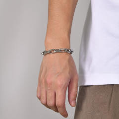 Concise chain stainless steel bracelet for men