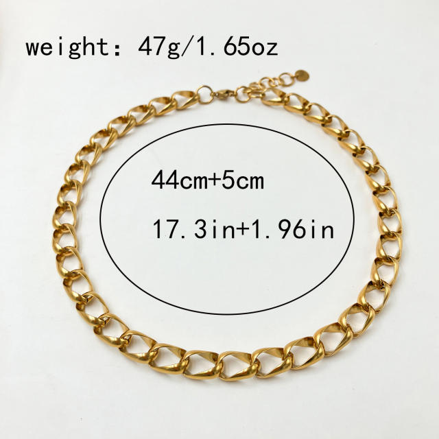 Chunky easy match stainless steel chain necklace
