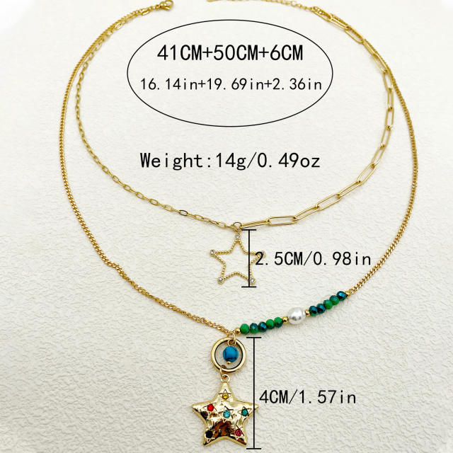 Occident fashion sweet multi layer heart charm stainless steel necklace