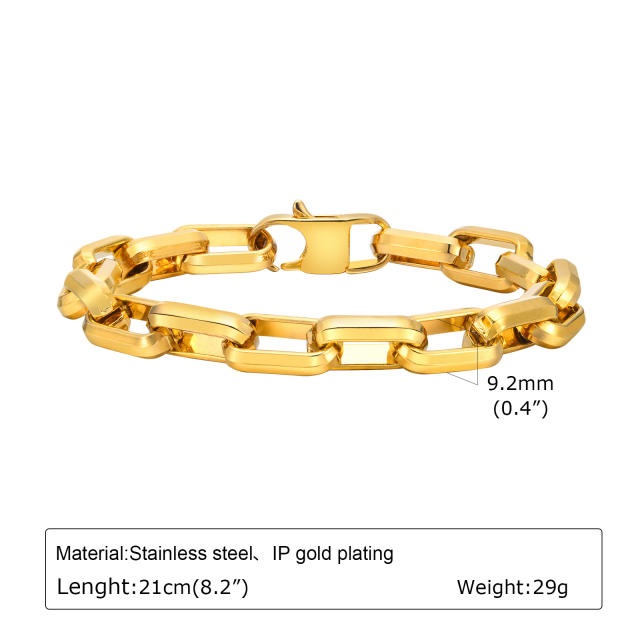 Concise chain stainless steel bracelet for men