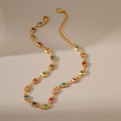 18KG gold plated copper colorful acrylic anklet