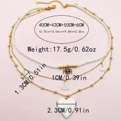 Occident fashion sweet multi layer heart charm stainless steel necklace