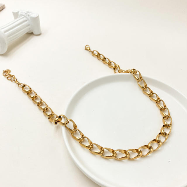 Chunky easy match stainless steel chain necklace