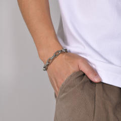 Concise chain stainless steel bracelet for men