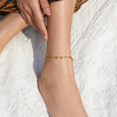 18KG gold plated copper colorful acrylic anklet