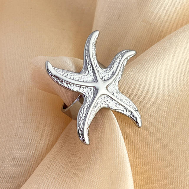 18KG chunky ocean series starfish design stainless steel finger rings