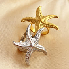 18KG chunky ocean series starfish design stainless steel finger rings